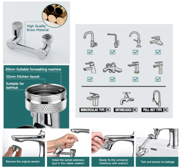 Extensor de Grifo 360° – Práctico, Ajustable y Eficiente - Image 3
